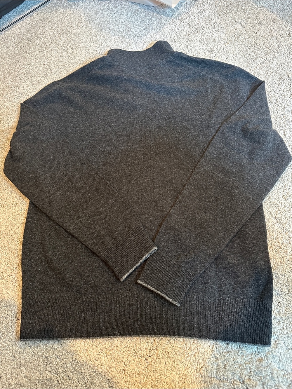 N. Peal Men's Full-Zip Knit Cashmere Jumper in Charcoal - Picture 9 of 9